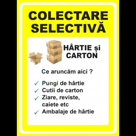 Indicator pentru colectare selectiva hartie si carton